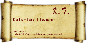 Kolarics Tivadar névjegykártya