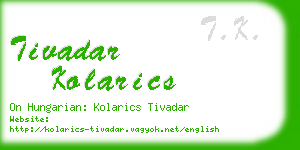 tivadar kolarics business card